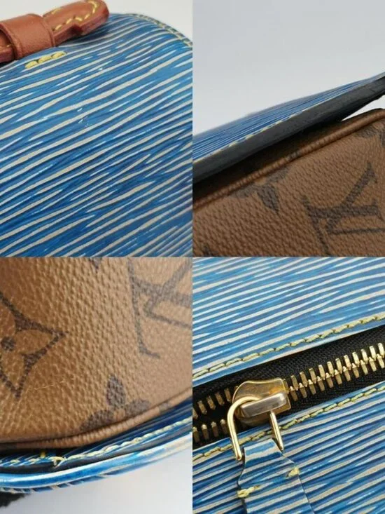 Louis Vuitton Pochette Metis MM Monogram Brown Denim Blue Reverse Epi Handbag - Picture 10 of 10